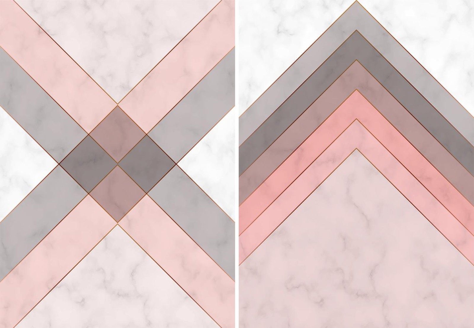 Geometric Marble Blush & Grey Diamond Wall Art