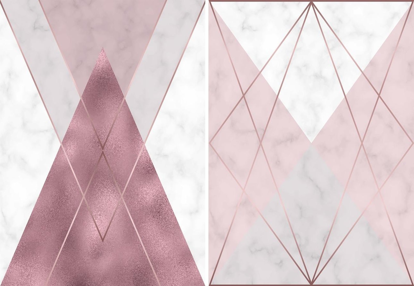 Rose Gold Geometric Marble Wall Art Art