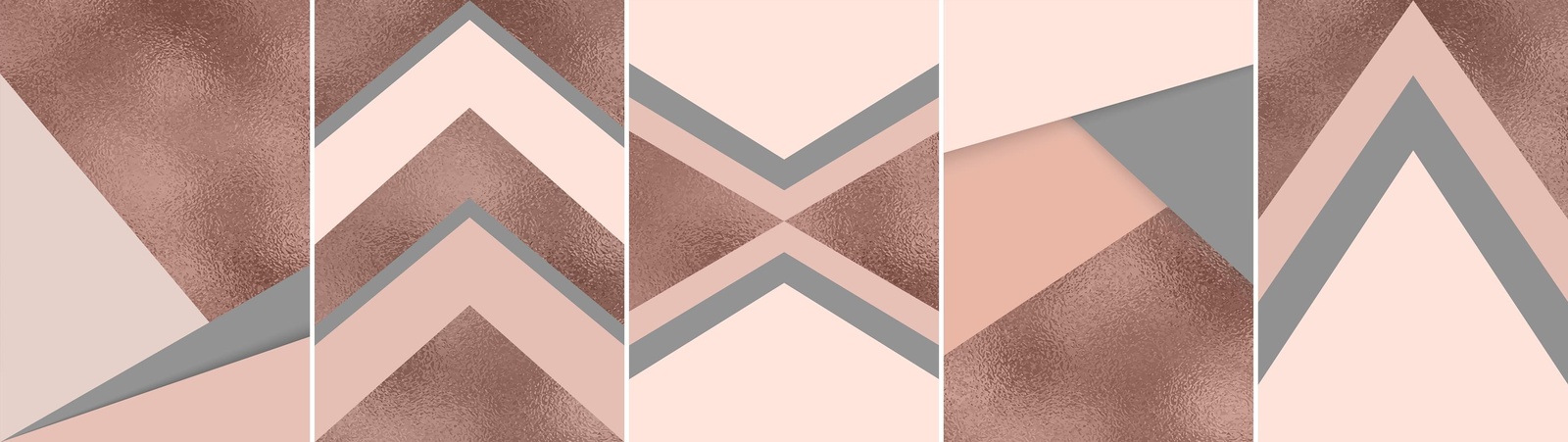 Rose Gold Geometric Chevron Wall Art