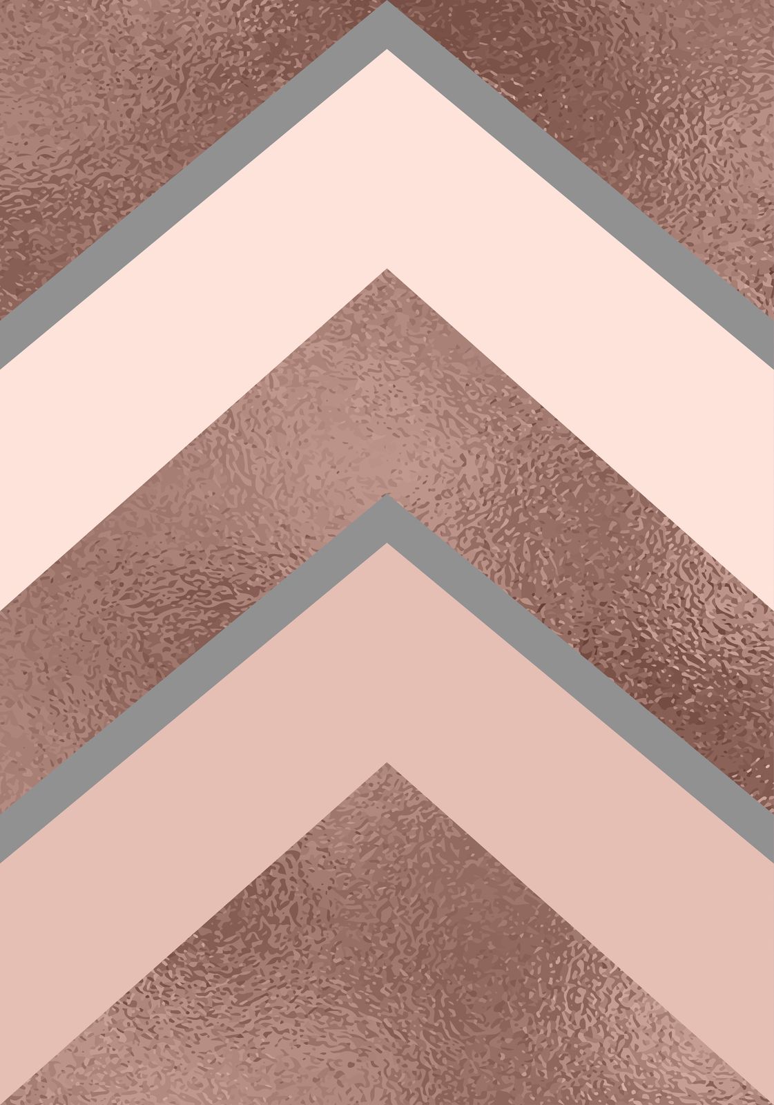 Rose Gold Geometric Chevron Wall Art