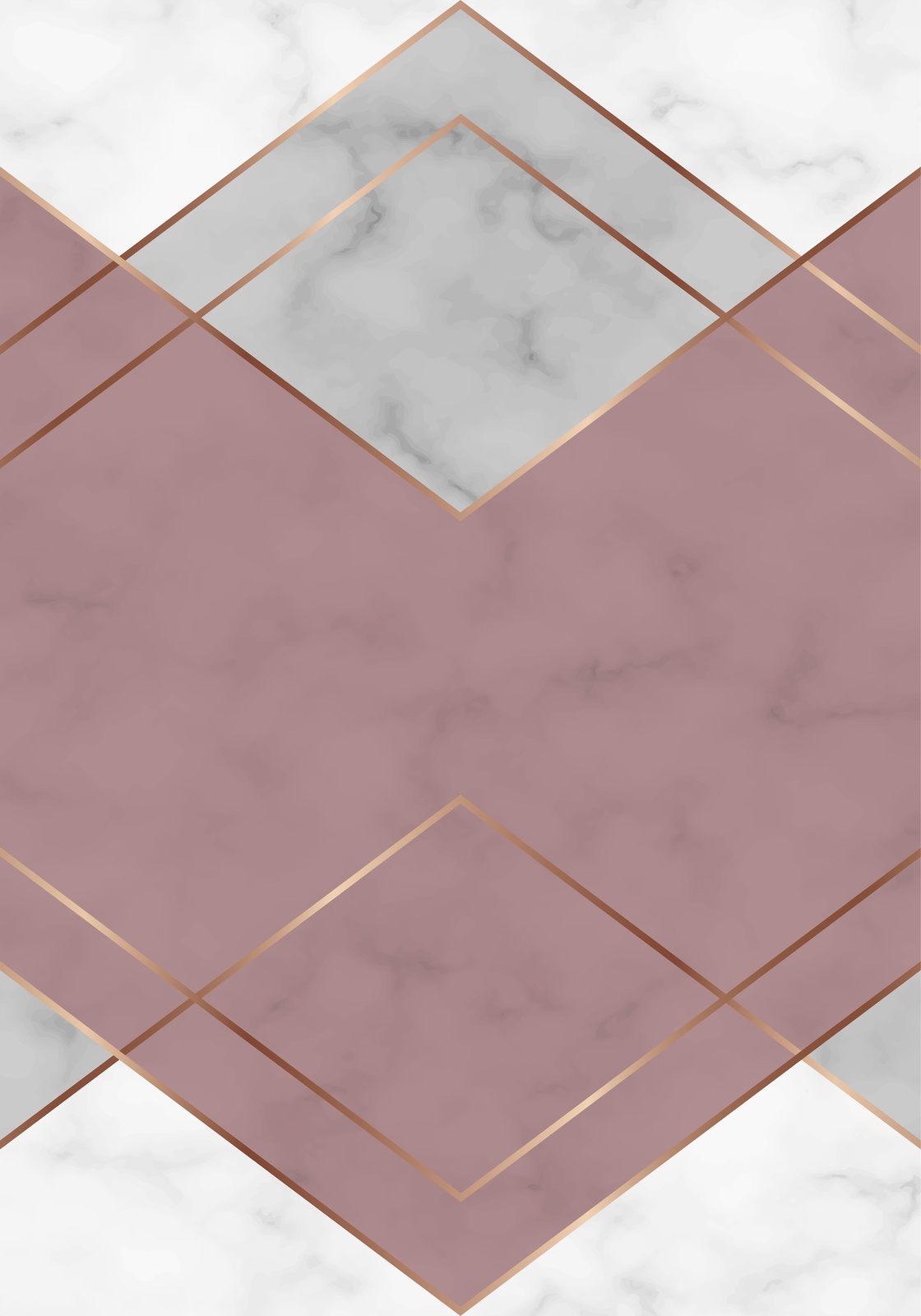 Rose Gold Geometric Marble Wall Art