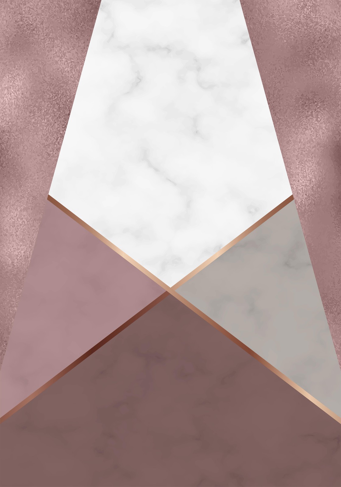Rose Gold Marble Geometric Wall Art