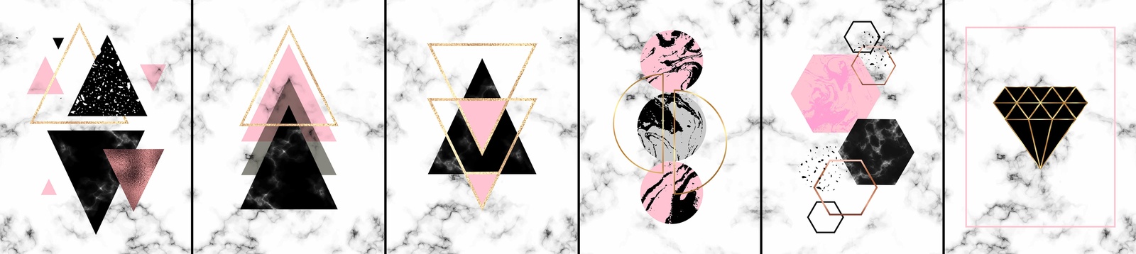 Geometric Marble & Gold Triangle Wall Art