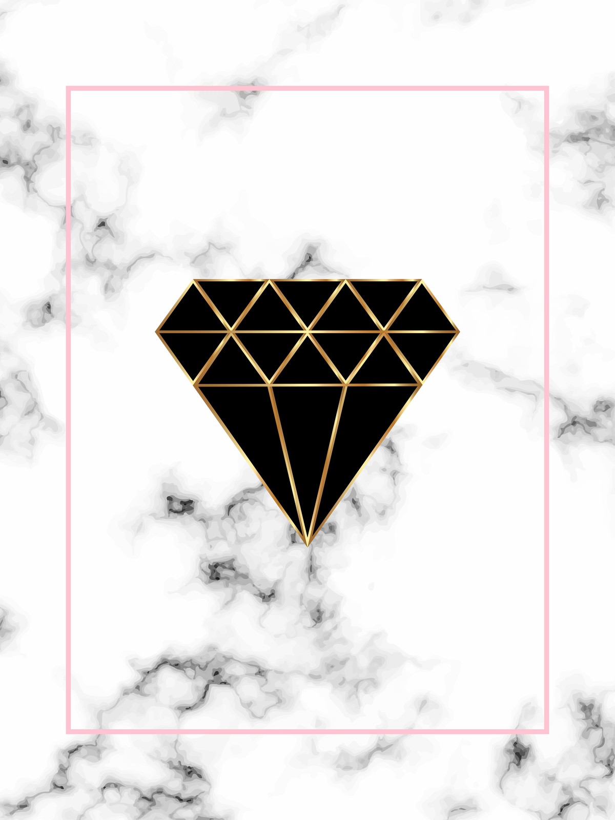 Chic Diamond Marble Pink Frame Wall Art