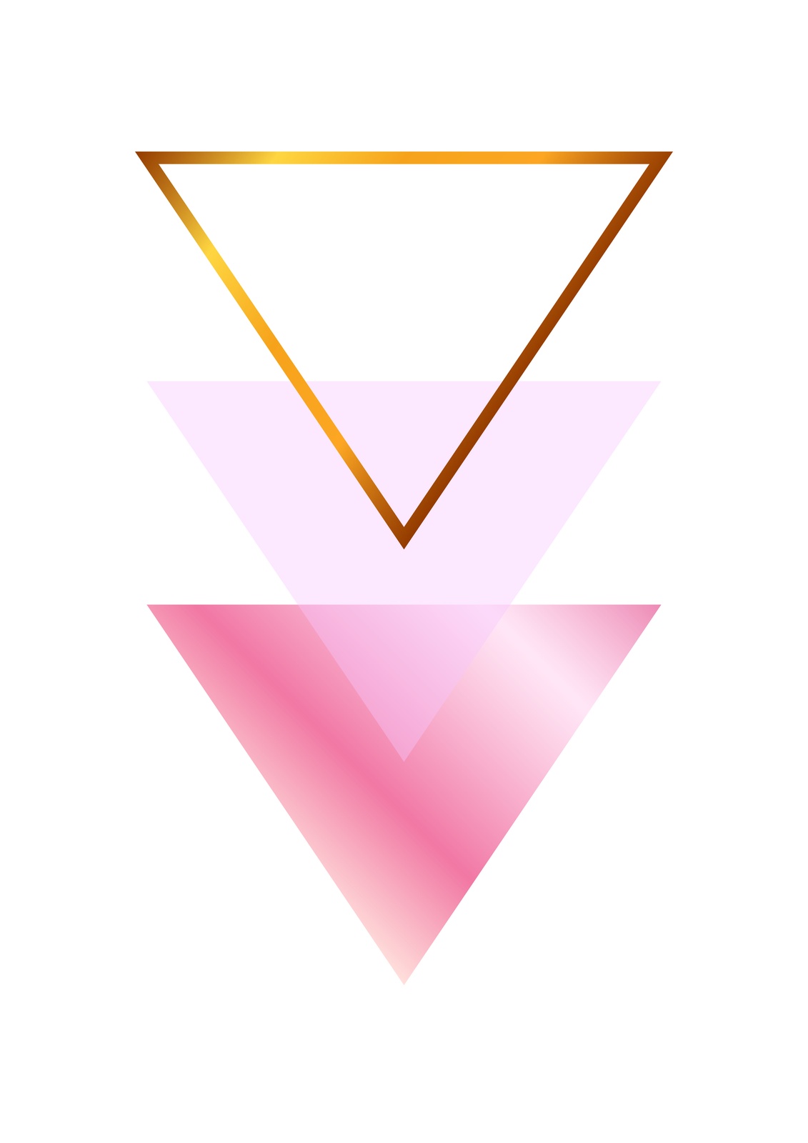 Modern Geometric Gold Pink Triangles Wall Art