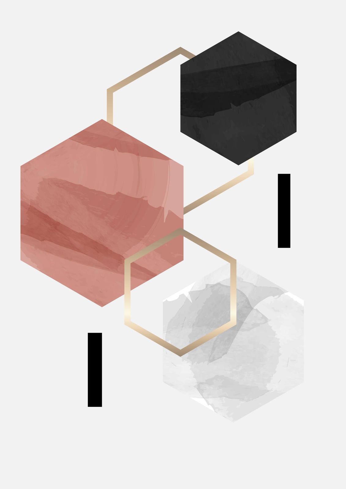 Geometric Abstract Hexagon Wall Art