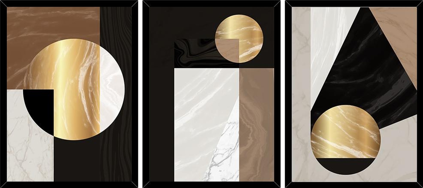 Modern Gold Geometric Marble Wall Art