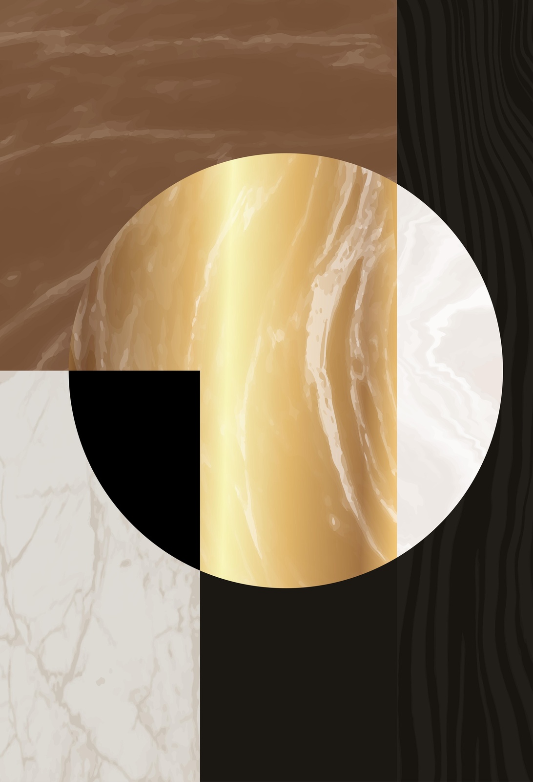 Abstract Gold Marble & Wood Wall Art