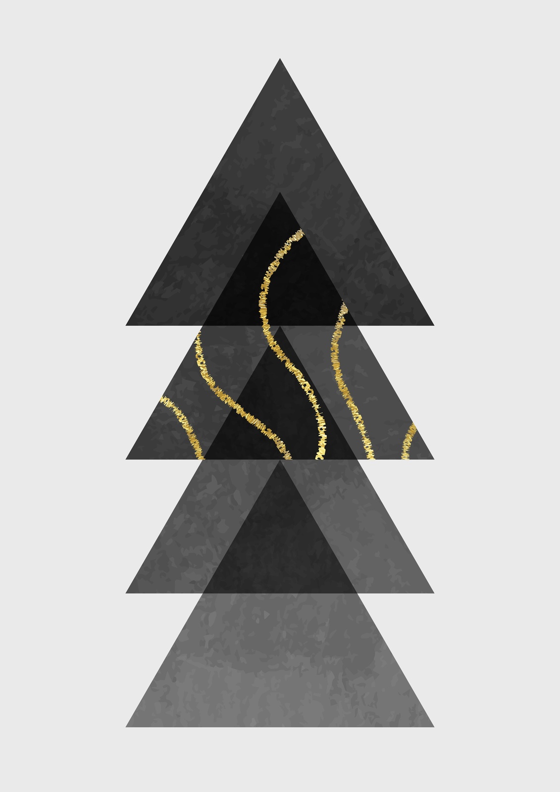 Geometric Gold Wave Triangle Wall Art