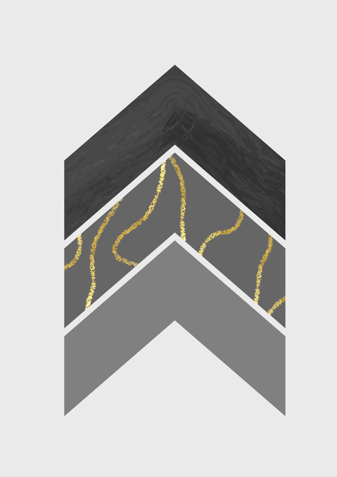 Modern Gold Geometric Chevron Wall Art