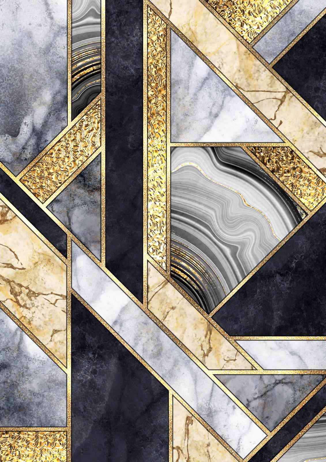 Luxurious Geometric Marble & Gold Wall Art