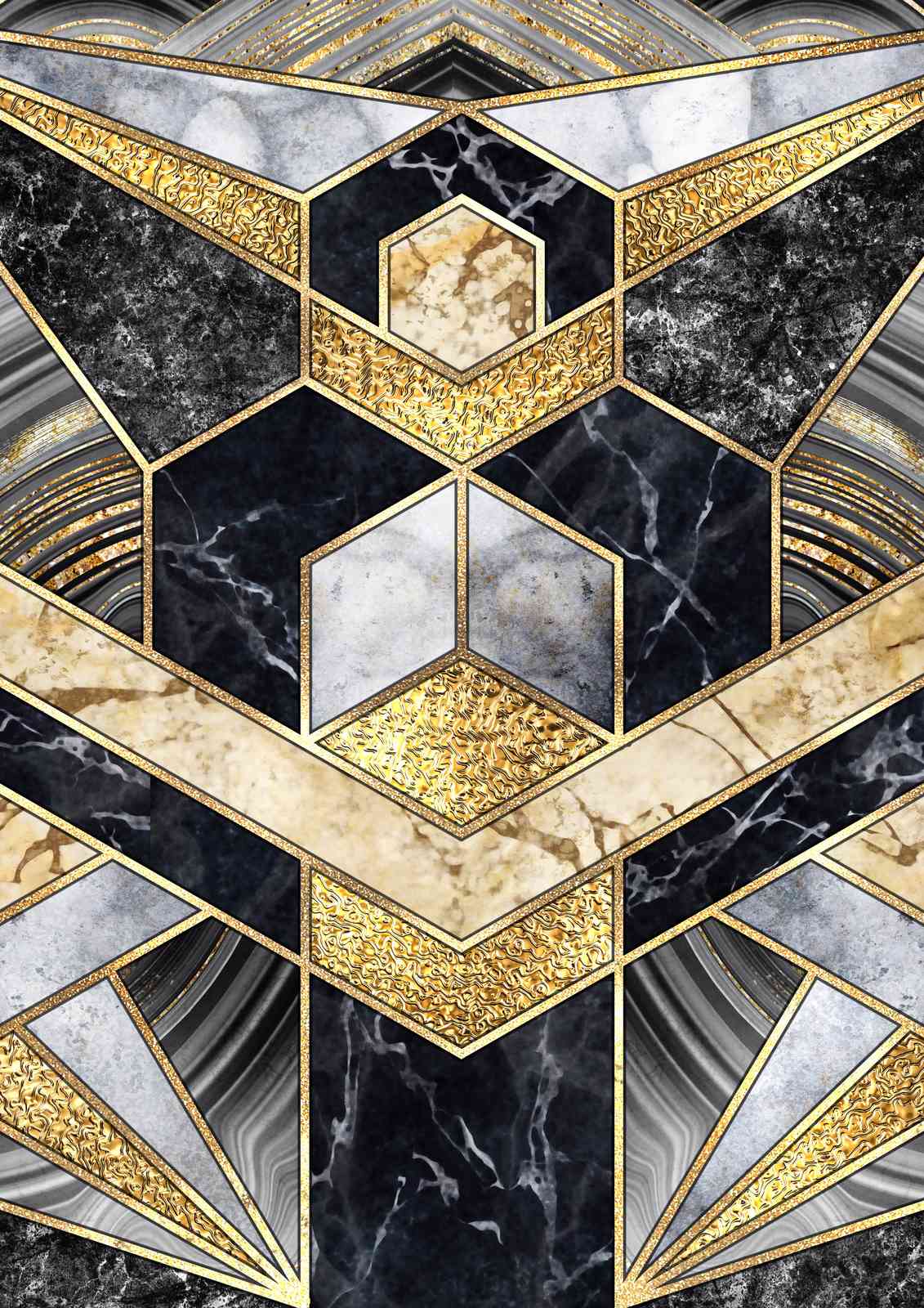 Luxury Geometric Gold Marble Wall Art