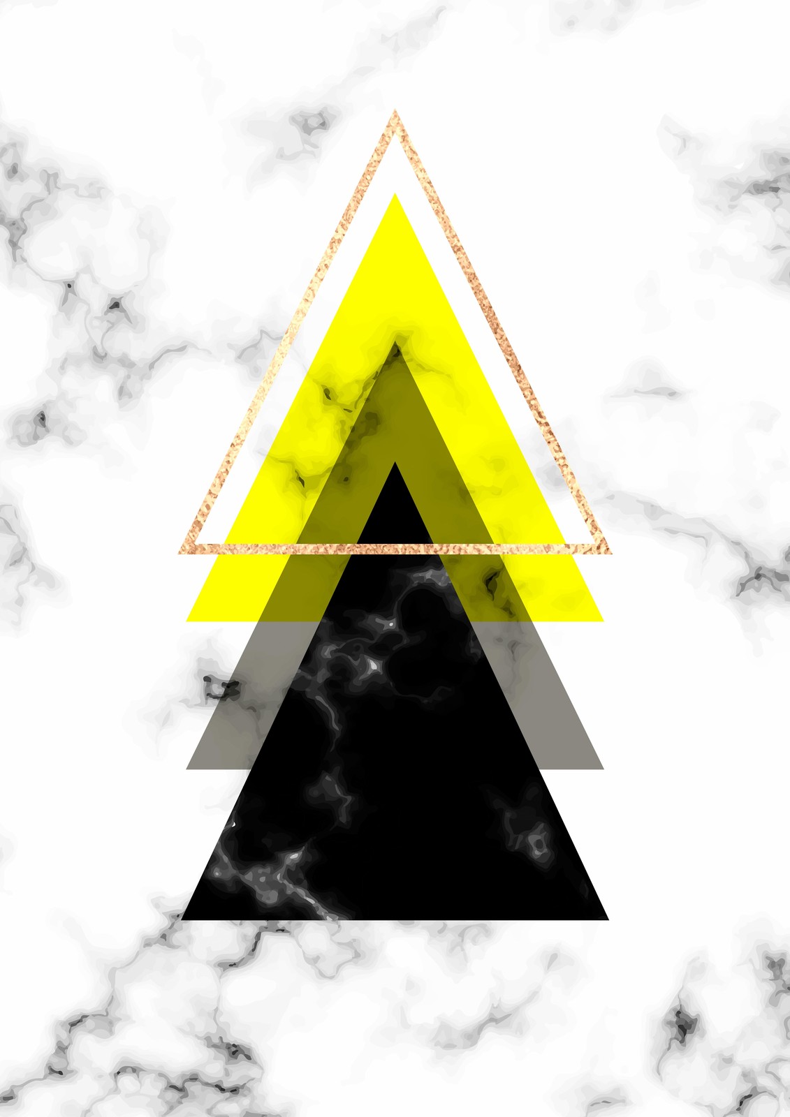 Geometric Yellow & Black Marble Wall Art