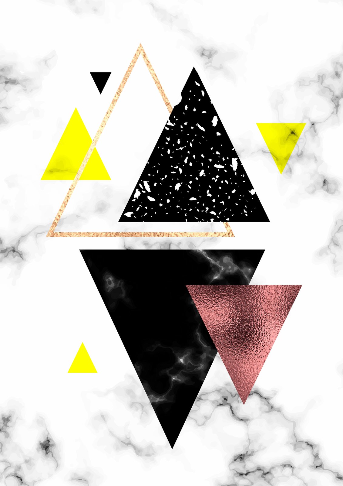Geometric Marble Gold Yellow Rose Gold Wall Art