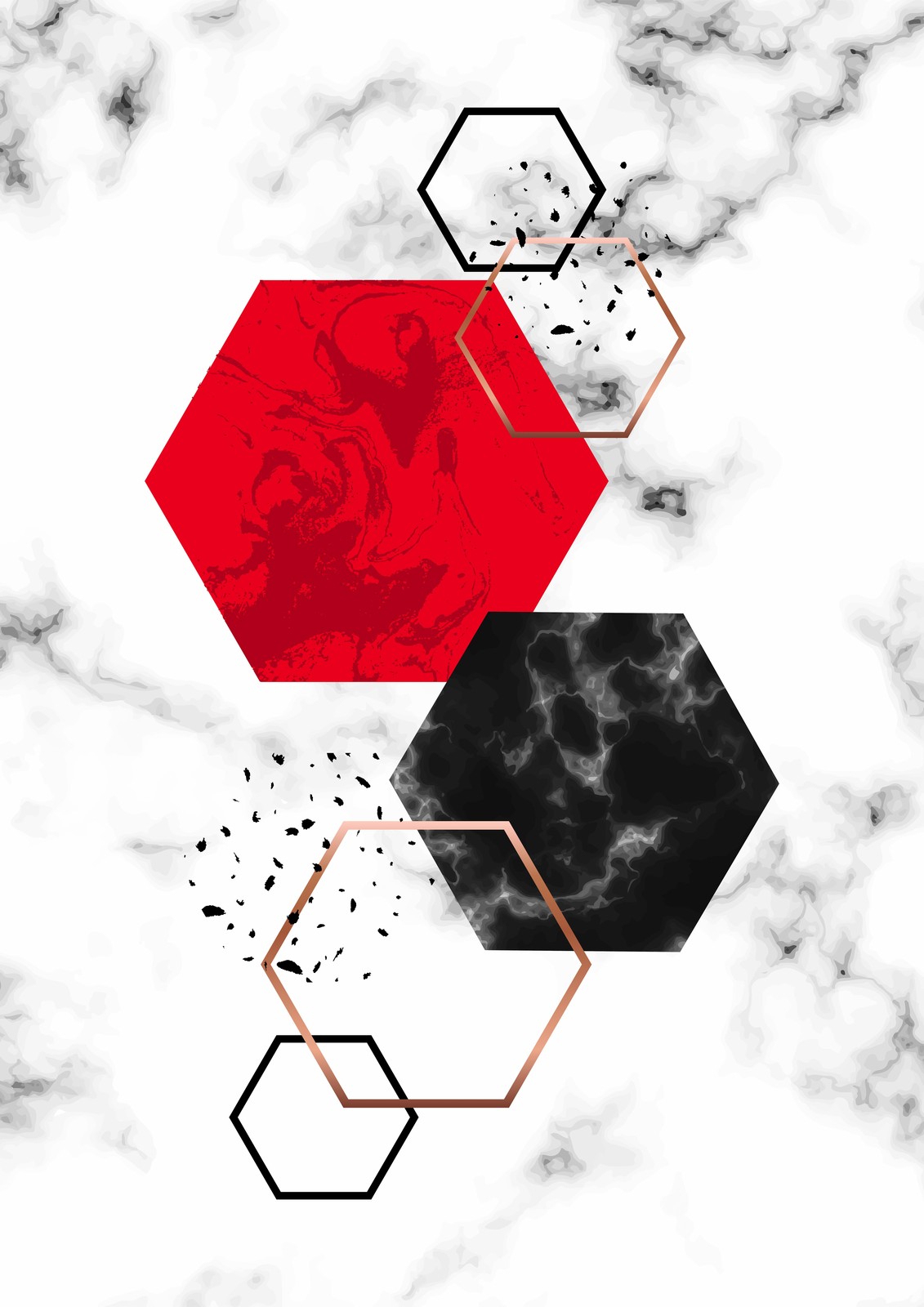 Abstract Geometric Hexagon Wall Art