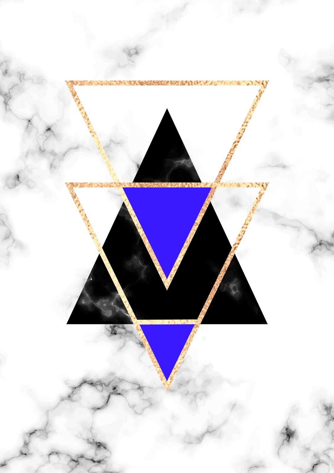 Geometric Triangles Gold Marble Wall Art