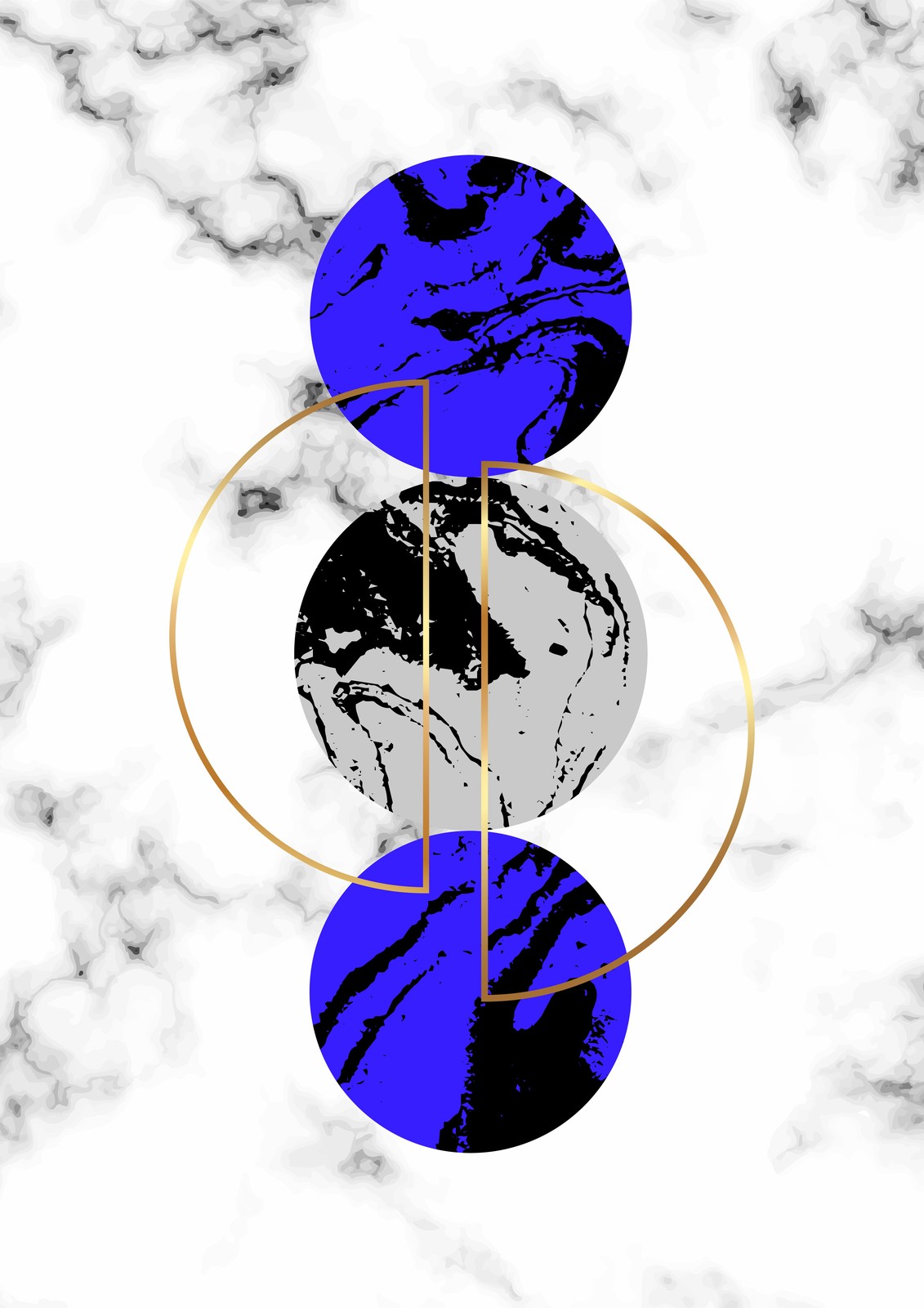 Abstract Geometric Circles Marble Wall Art
