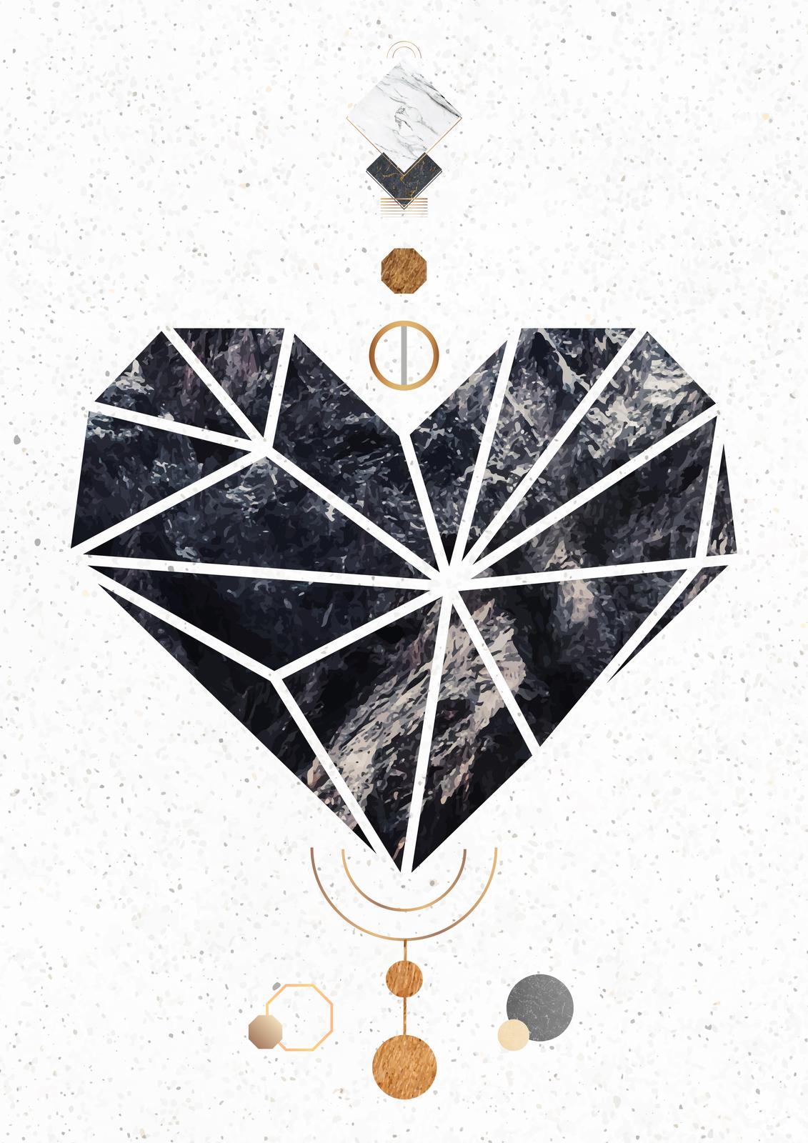 Geometric Heart Marble Texture Wall Art