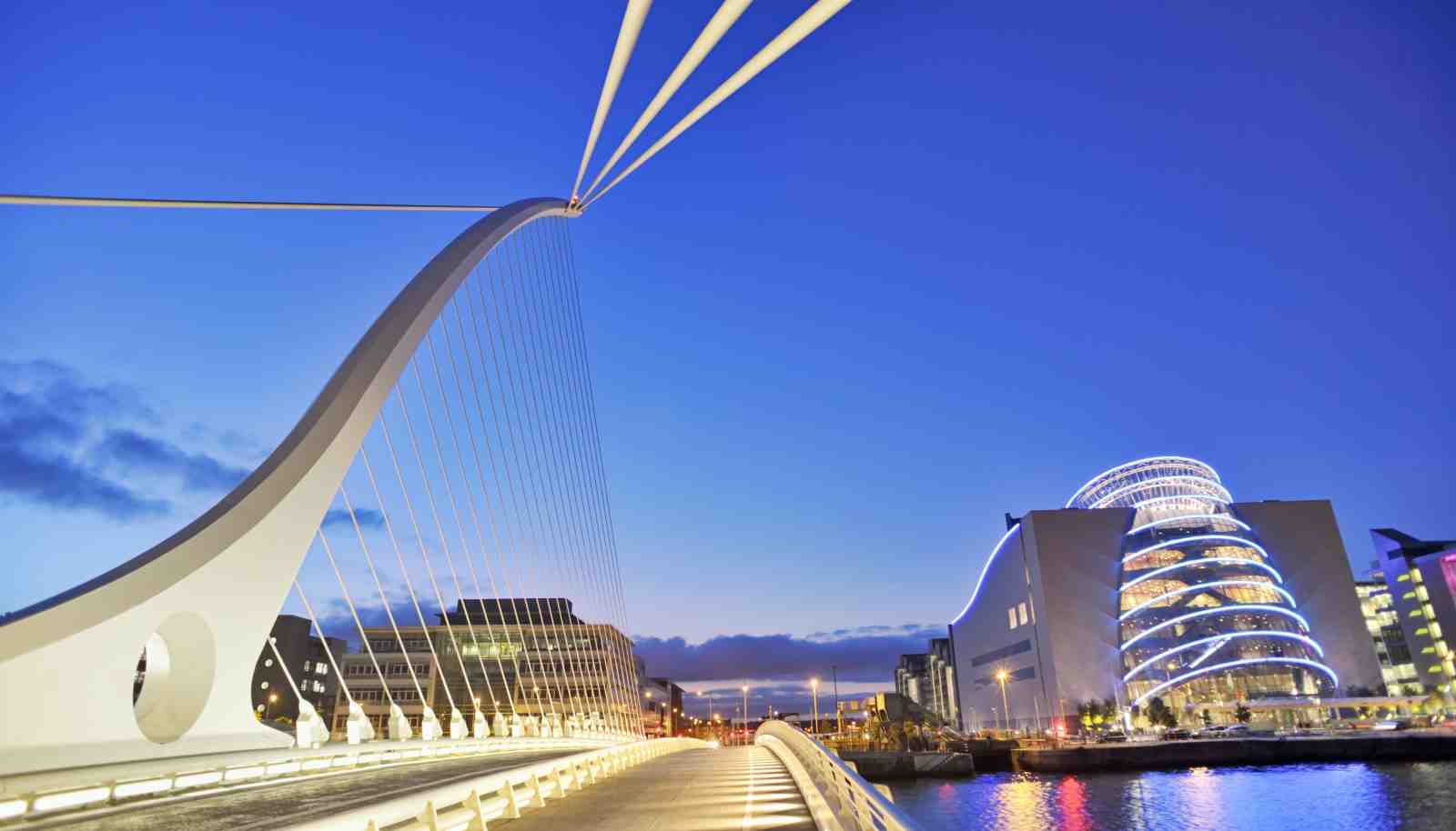 Modern Dublin Bridge at Dusk Wall Art
