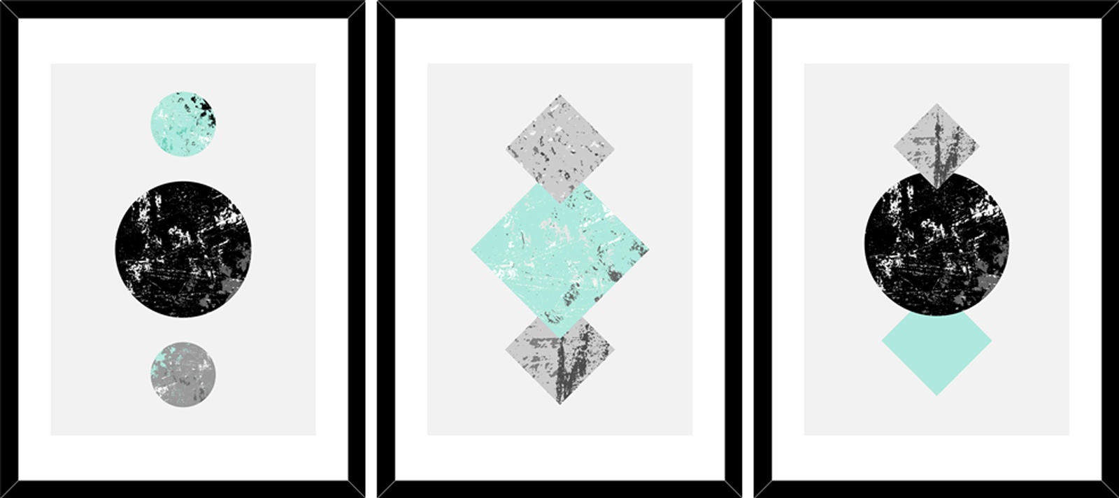 Modern Geometric Abstract Circles & Squares Wall Art