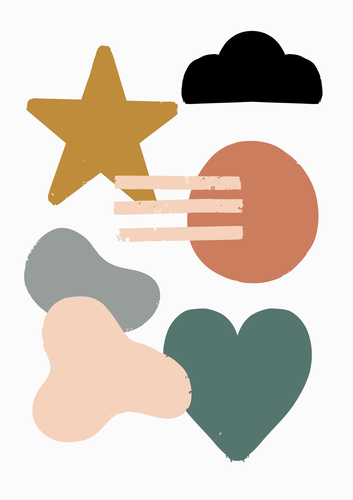 Boho Abstract Shapes Star Heart Wall Art