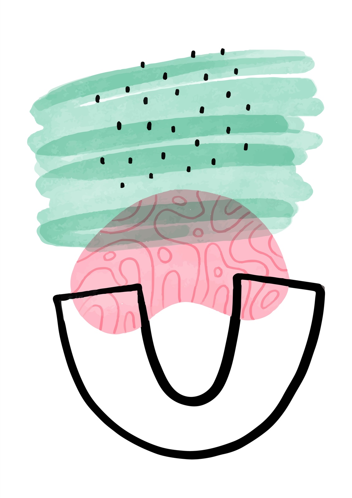 Abstract Boho Green & Pink Shapes Wall Art