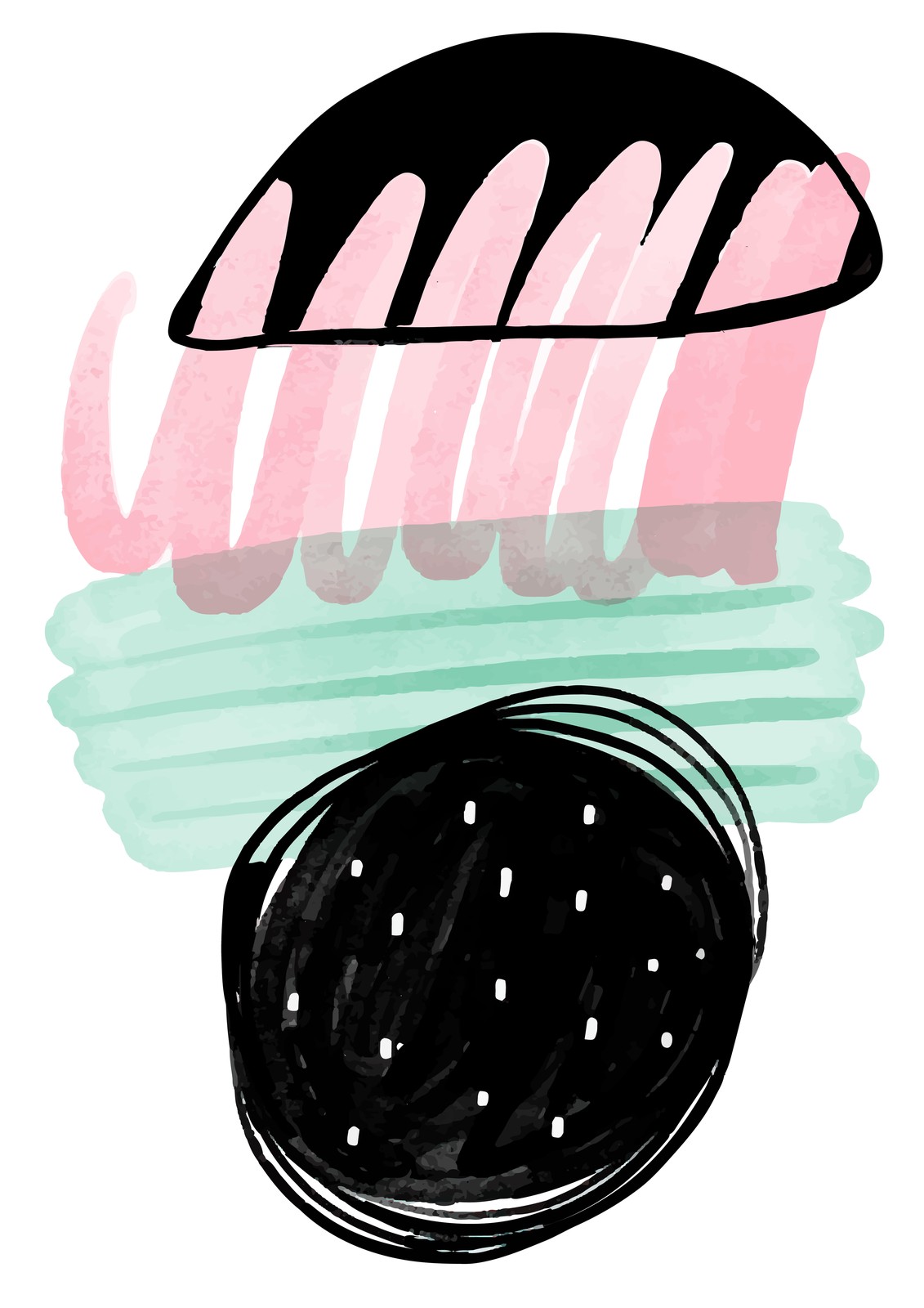 Modern Abstract Pink Mint Shapes Wall Art