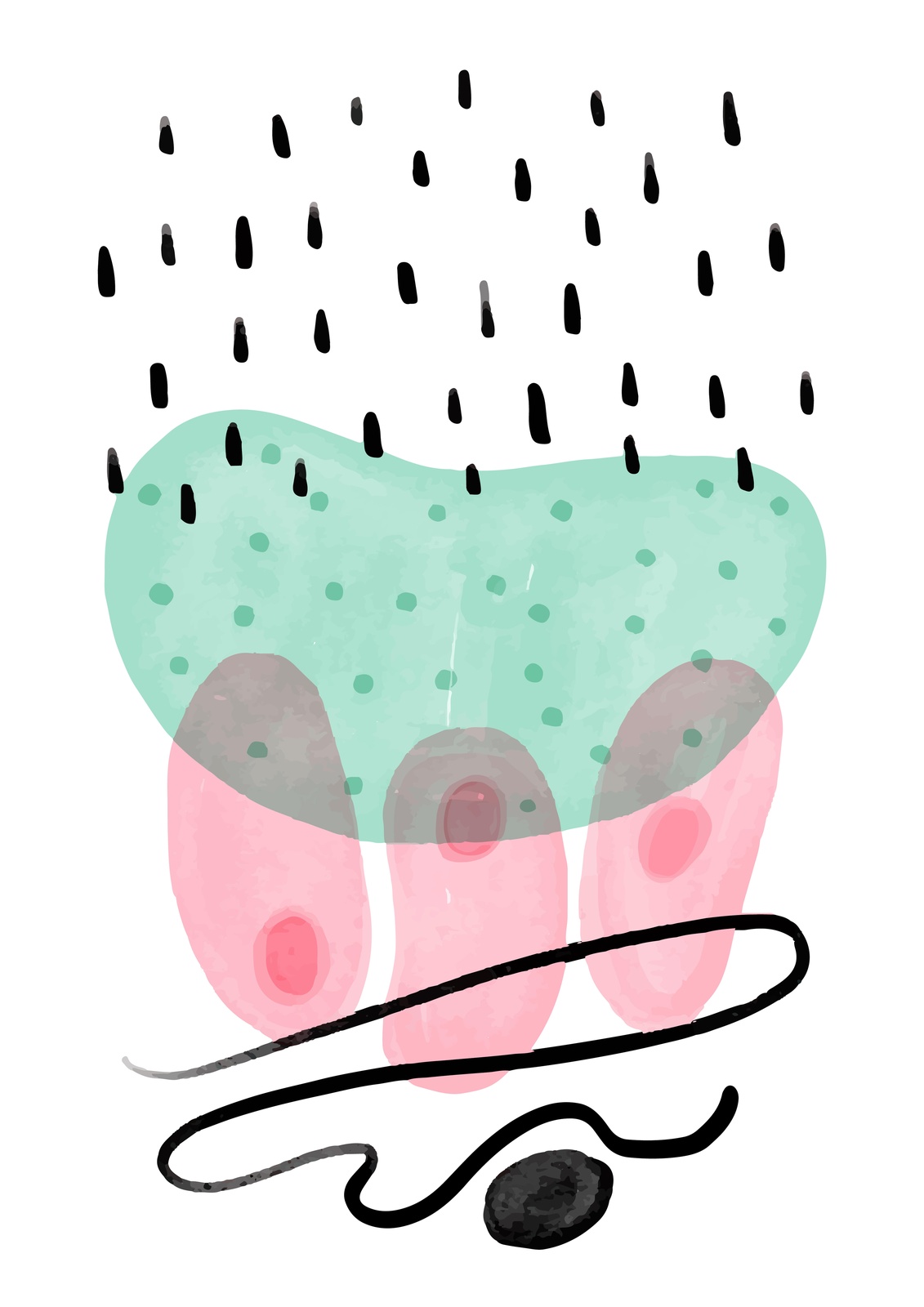 Abstract Mint & Pink Blobs Wall Art