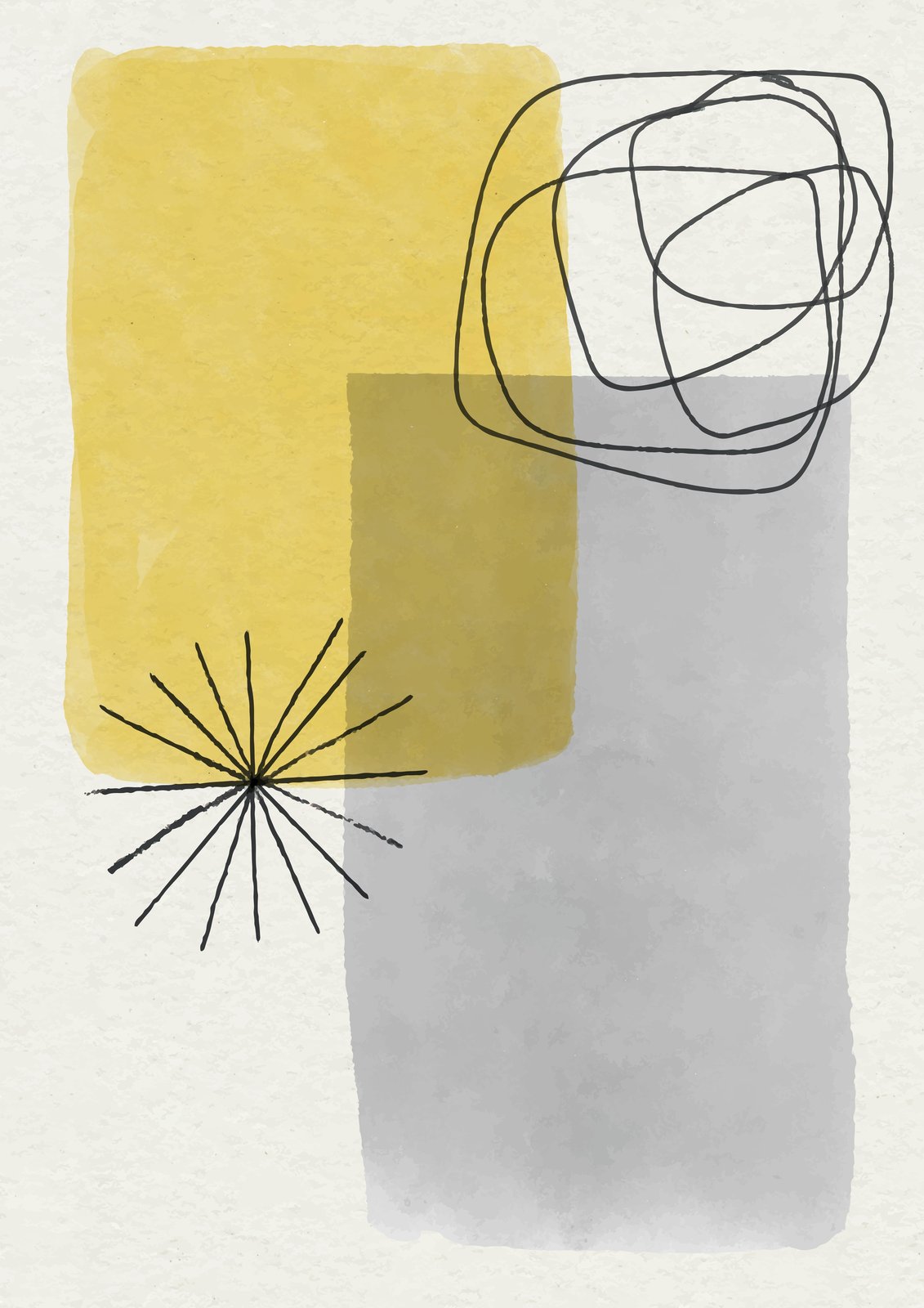 Modern Abstract Yellow & Grey Wall Art