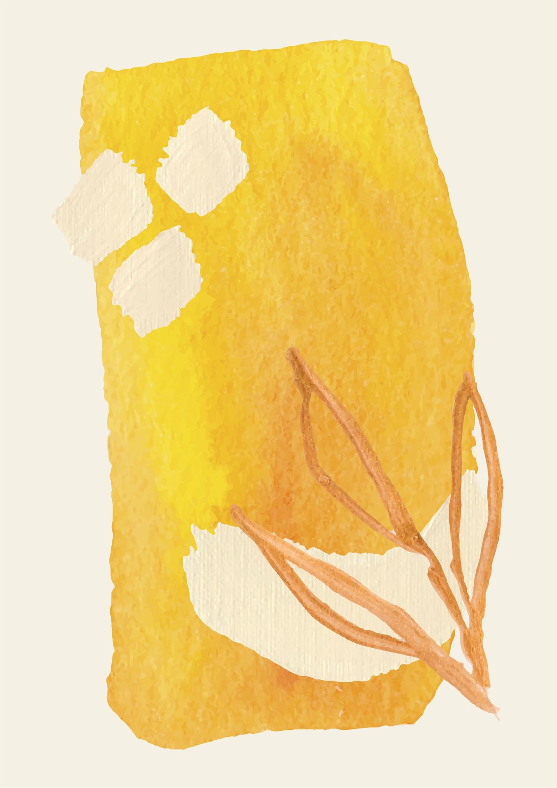 Sunny Abstract Botanical Gold Wall Art