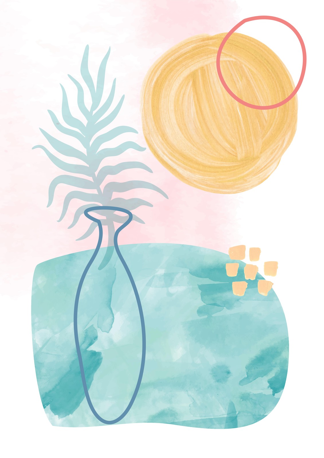 Abstract Boho Plant Vase Wall Art