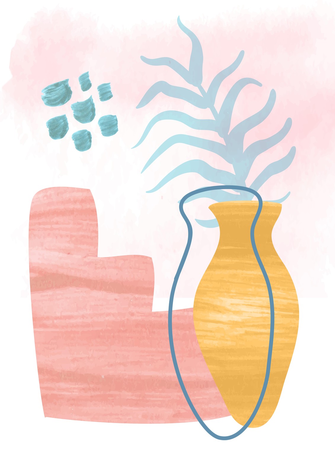 Abstract Botanical Vase Textured Wall Art