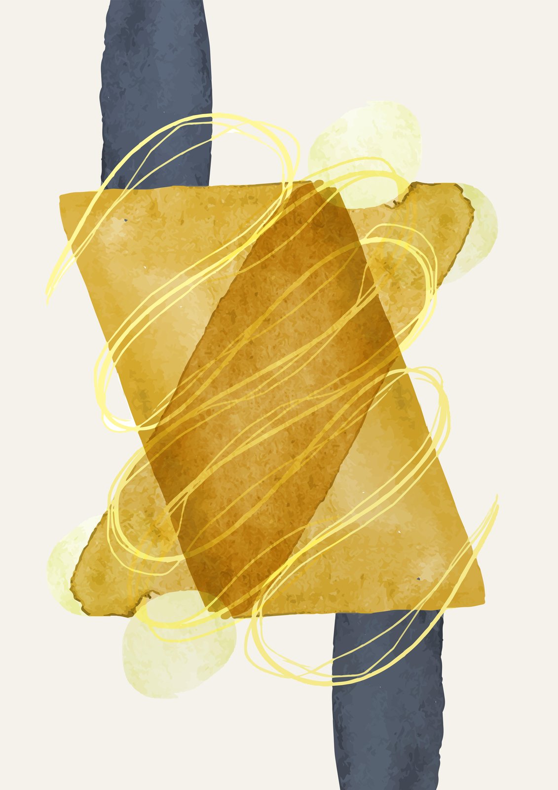 Abstract Ochre & Navy Geometric Wall Art