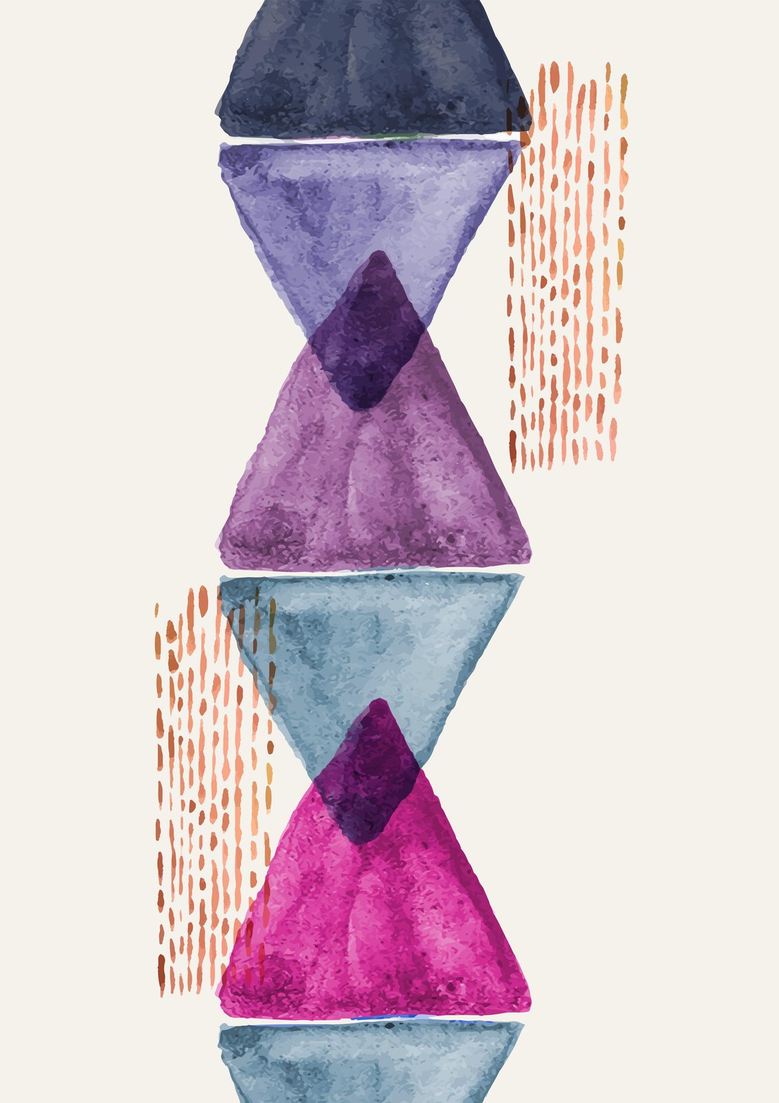 Boho Abstract Triangle Watercolor Wall Art
