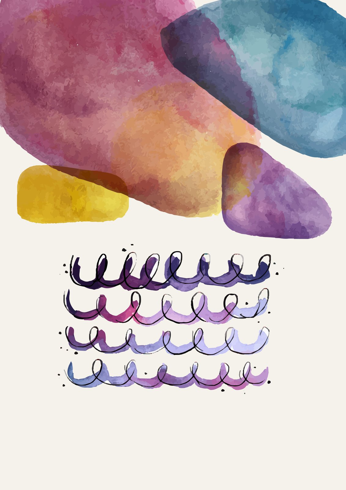 Abstract Watercolor Swirls Wall Art
