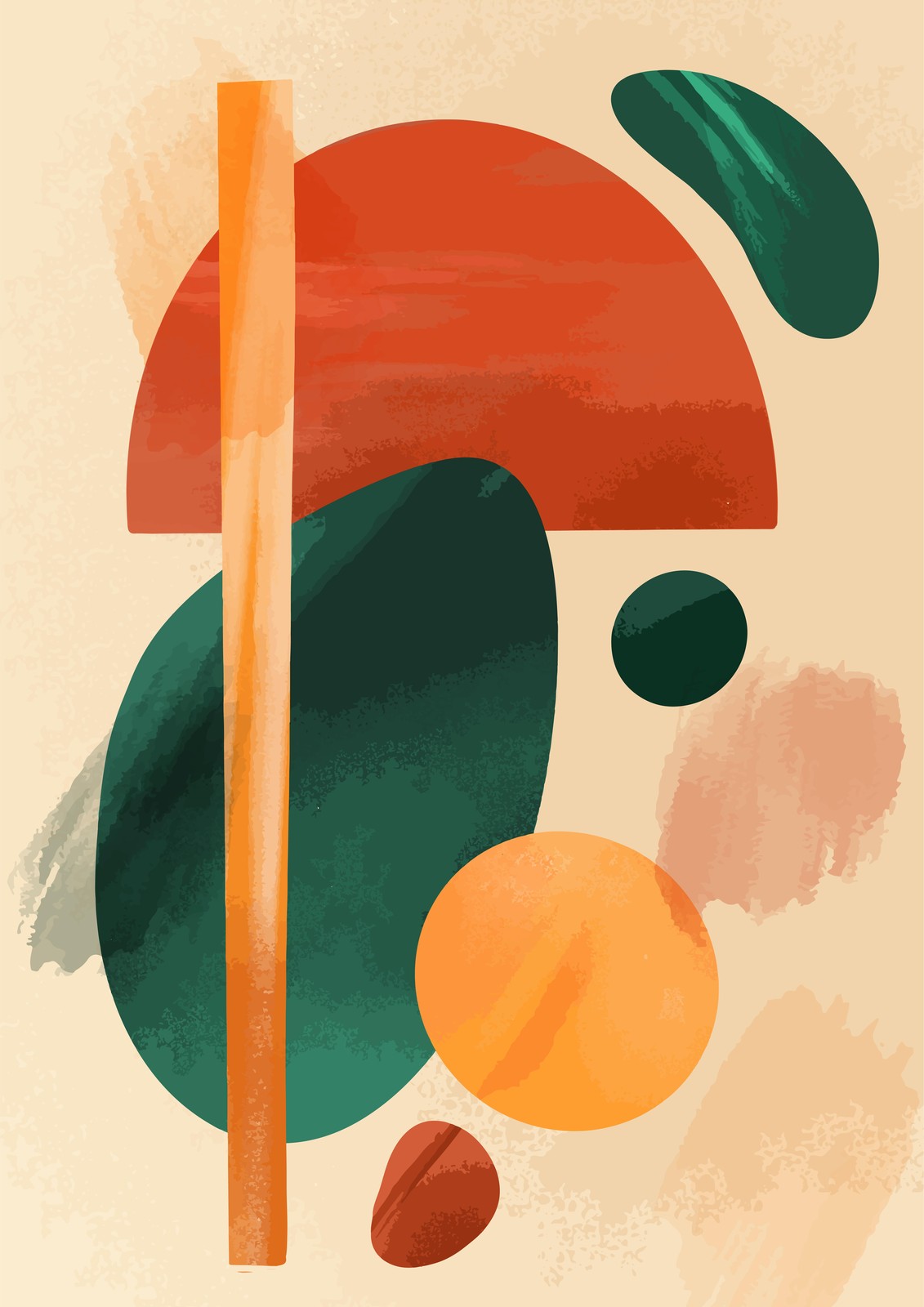 Mid-Century Modern Abstract Circles Wall Art