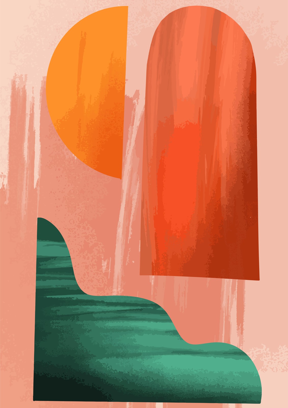 Mid-Century Abstract Landscape Wall Art