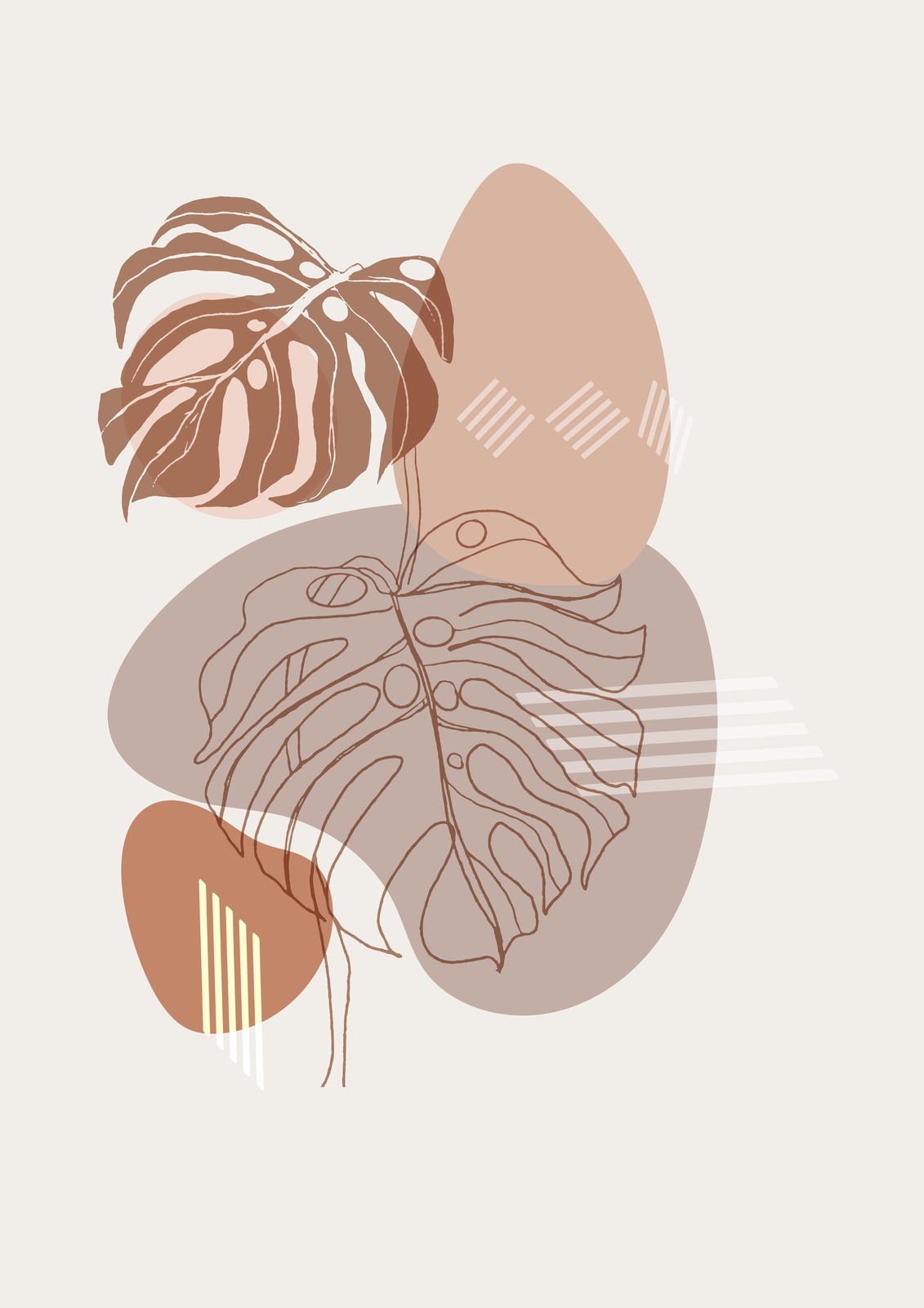 Abstract Monstera Boho Wall Art Wall Art