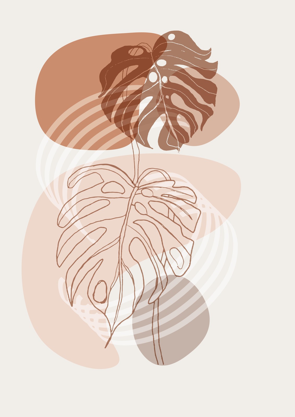 Boho Monstera Leaf Line Art Wall Art