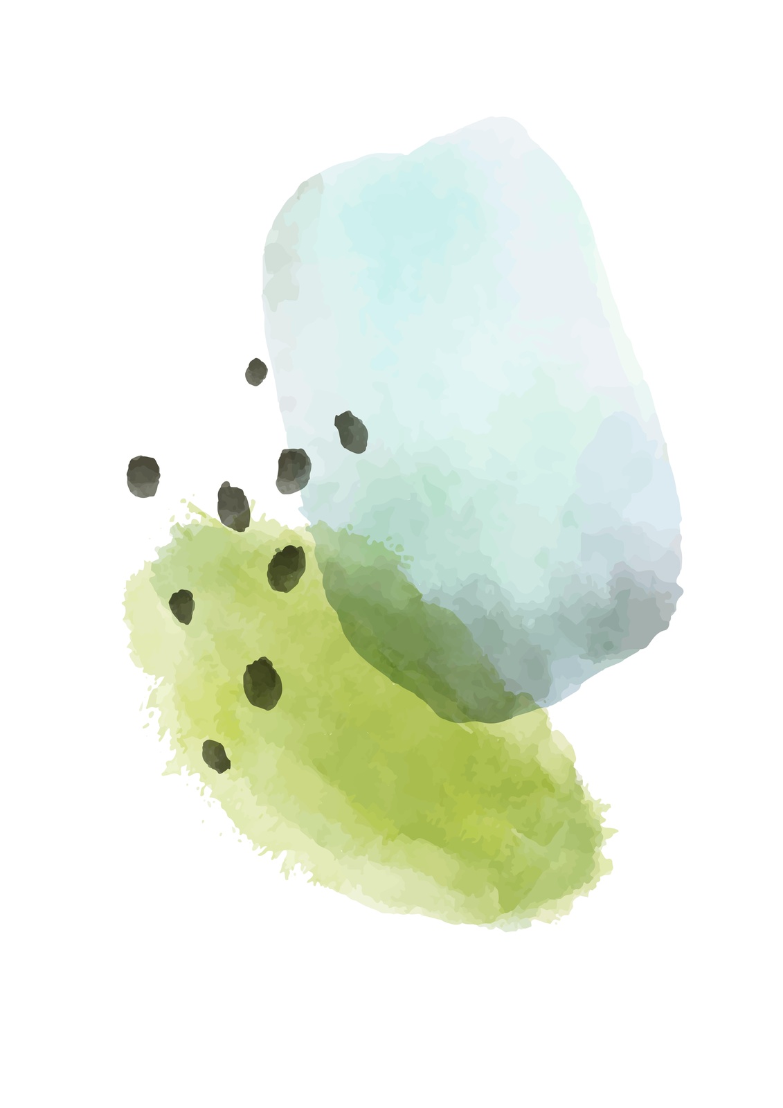 Serene Abstract Teal & Green Watercolor Wall Art