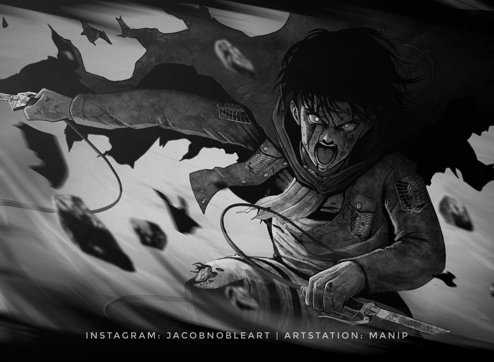Epic Levi Ackerman Attack Wall Art