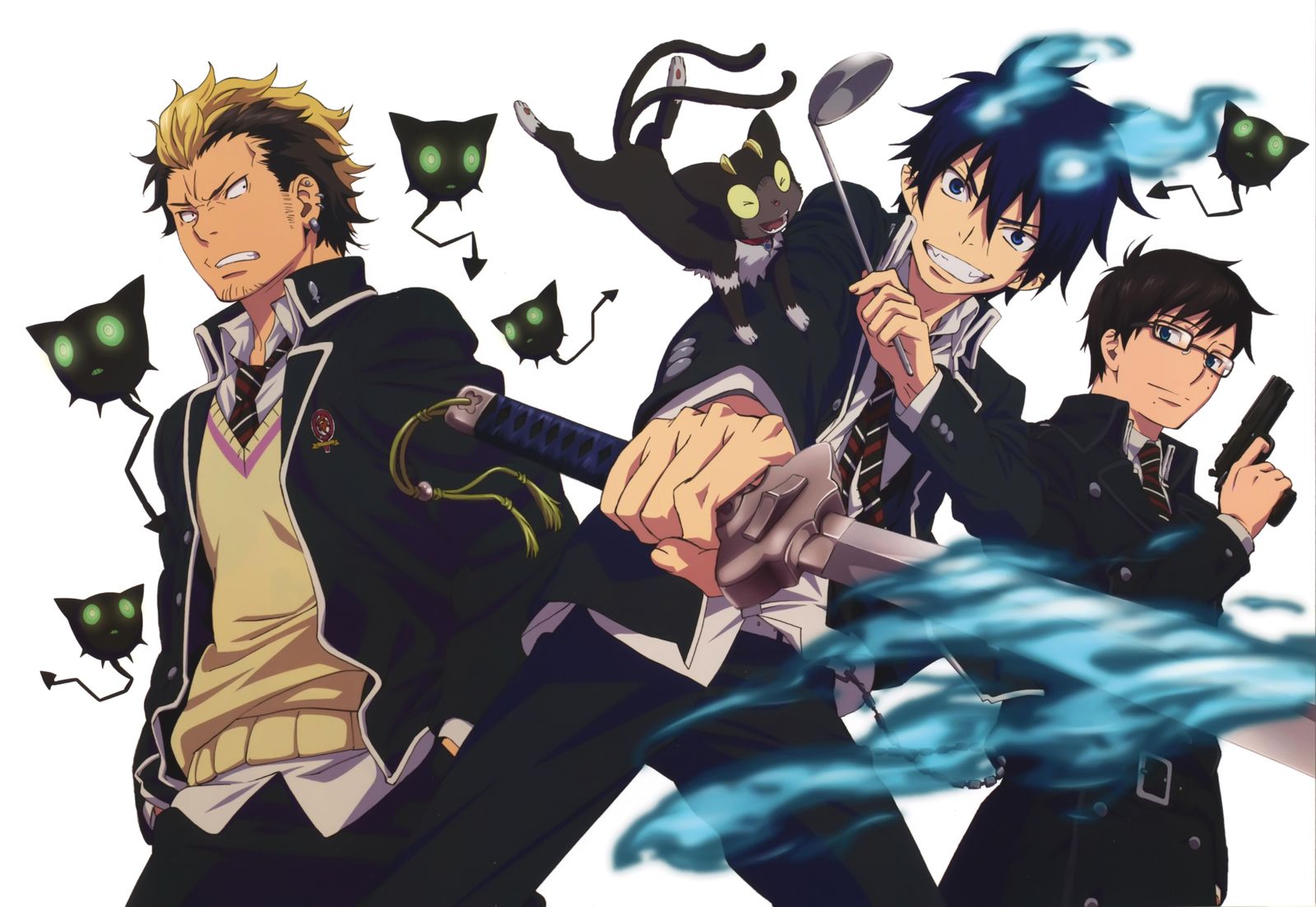 Blue Exorcist Trio Action Anime Wall Art