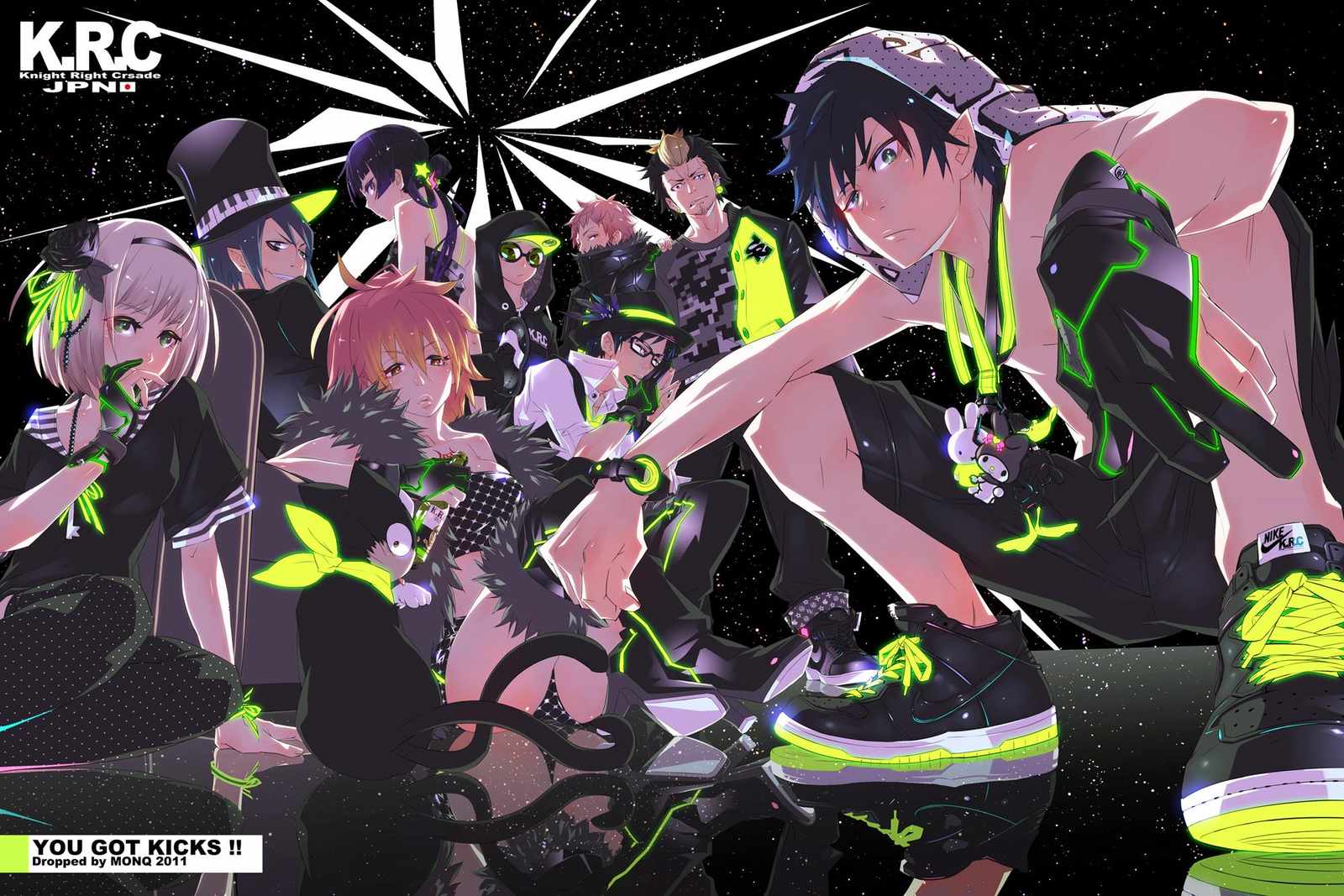Anime Streetwear Crew Neon Drip Wall Art