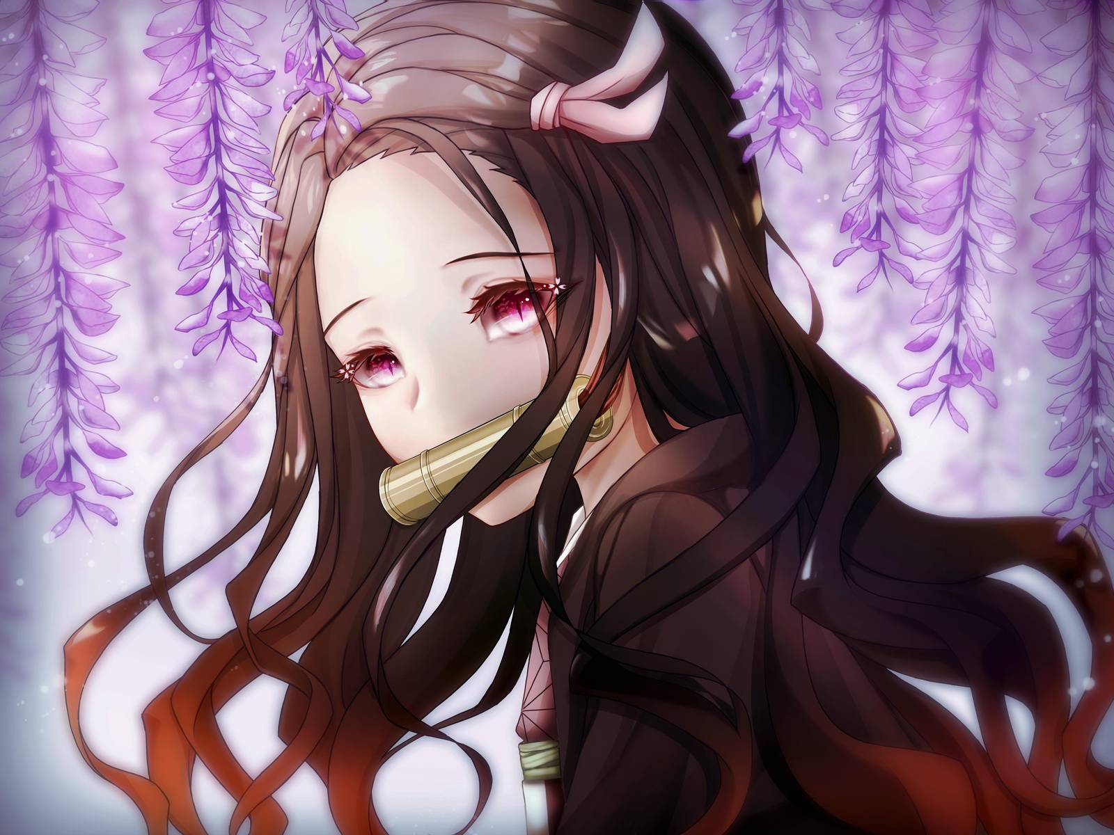 Enchanting Anime Girl Wisteria Wall Art