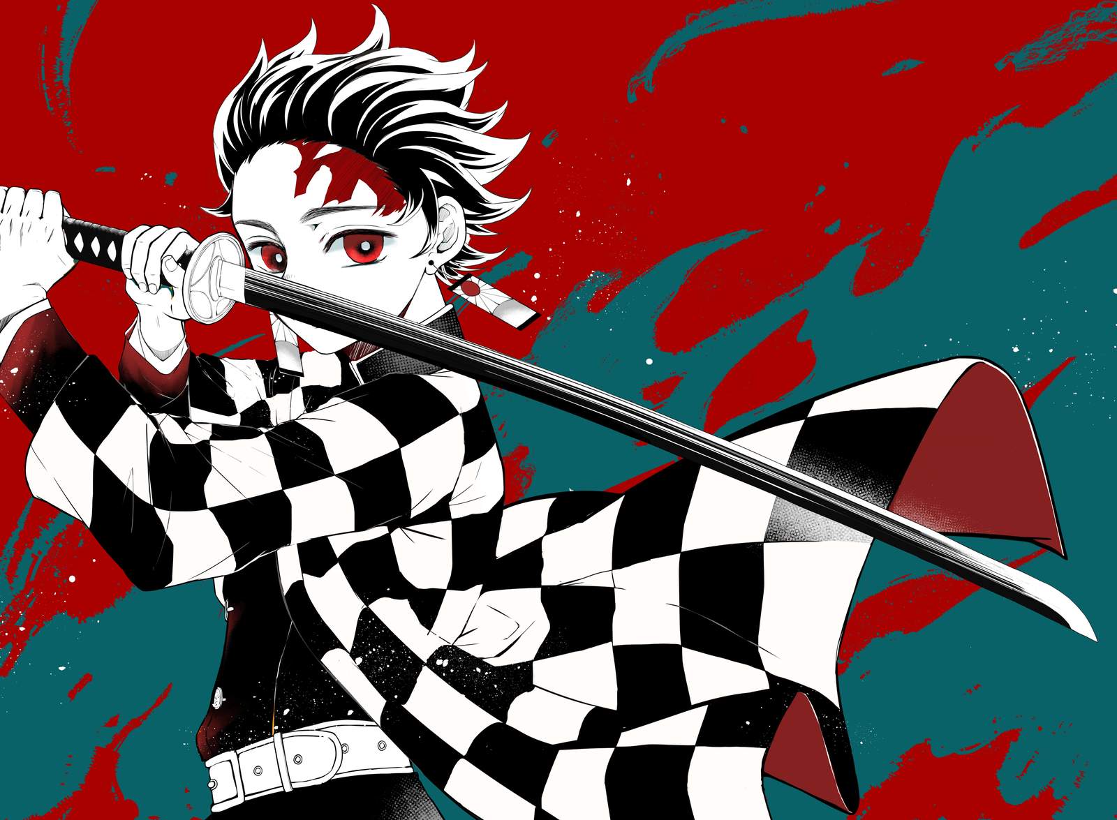 Dynamic Anime Warrior Sword Wall Art