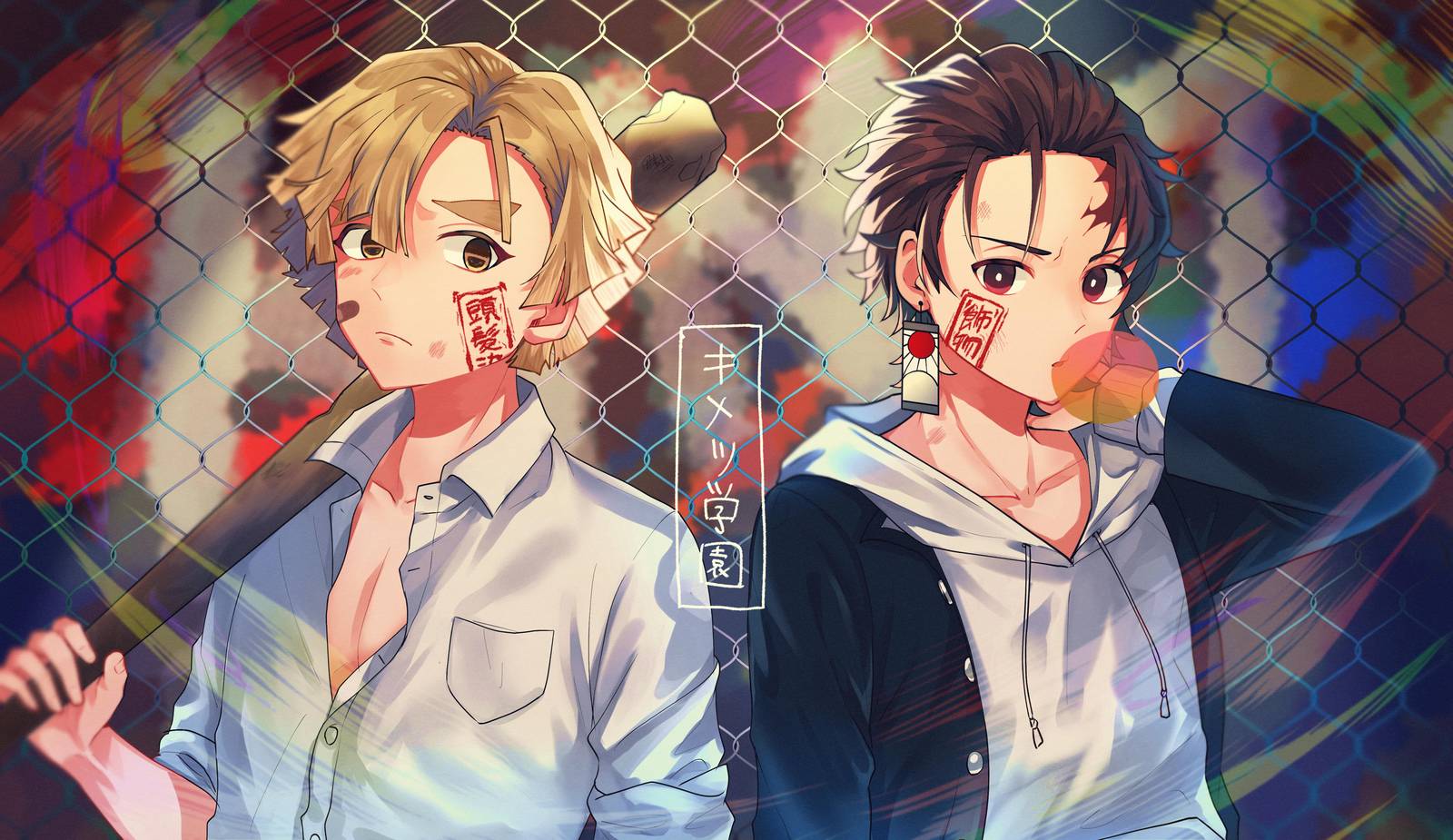 Anime Duo Baseball Bat Wall Art