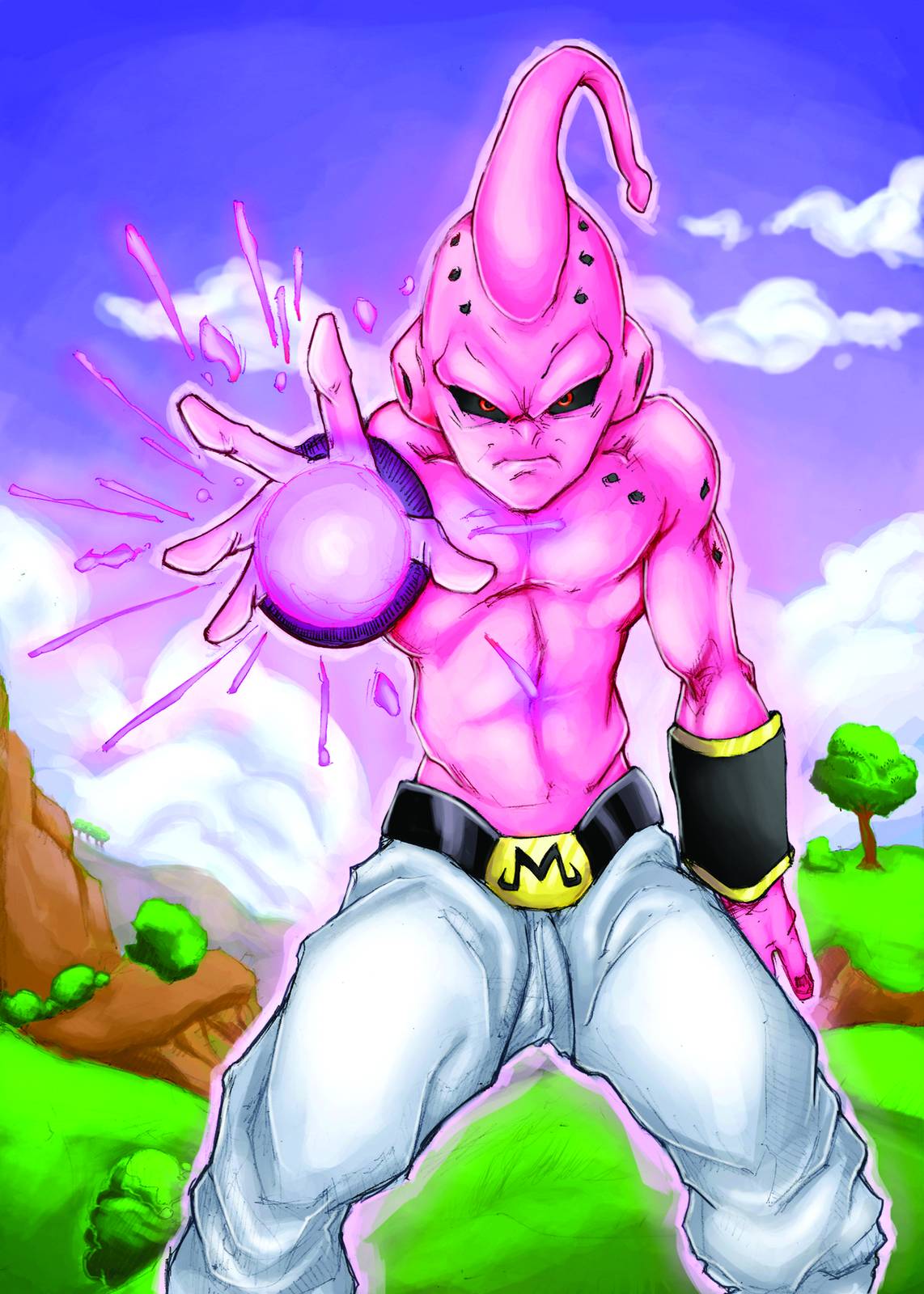 Majin Buu Kamehameha Pose Dragon Ball Z Wall Art