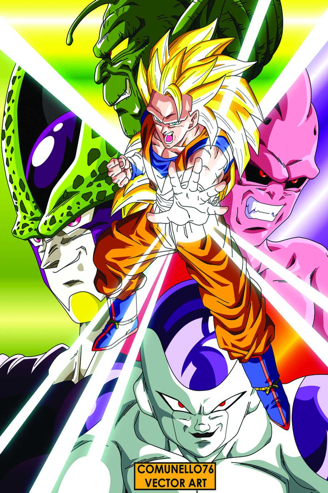 Goku Super Saiyan 3 vs Villains Wall Art
