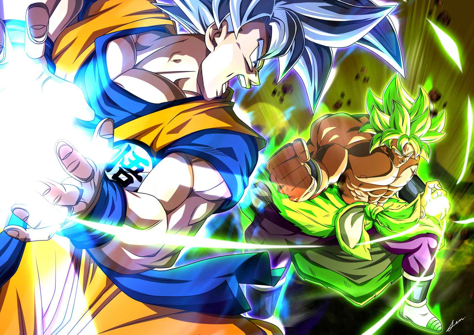 Epic Goku vs Broly Ultra Instinct Wall Art