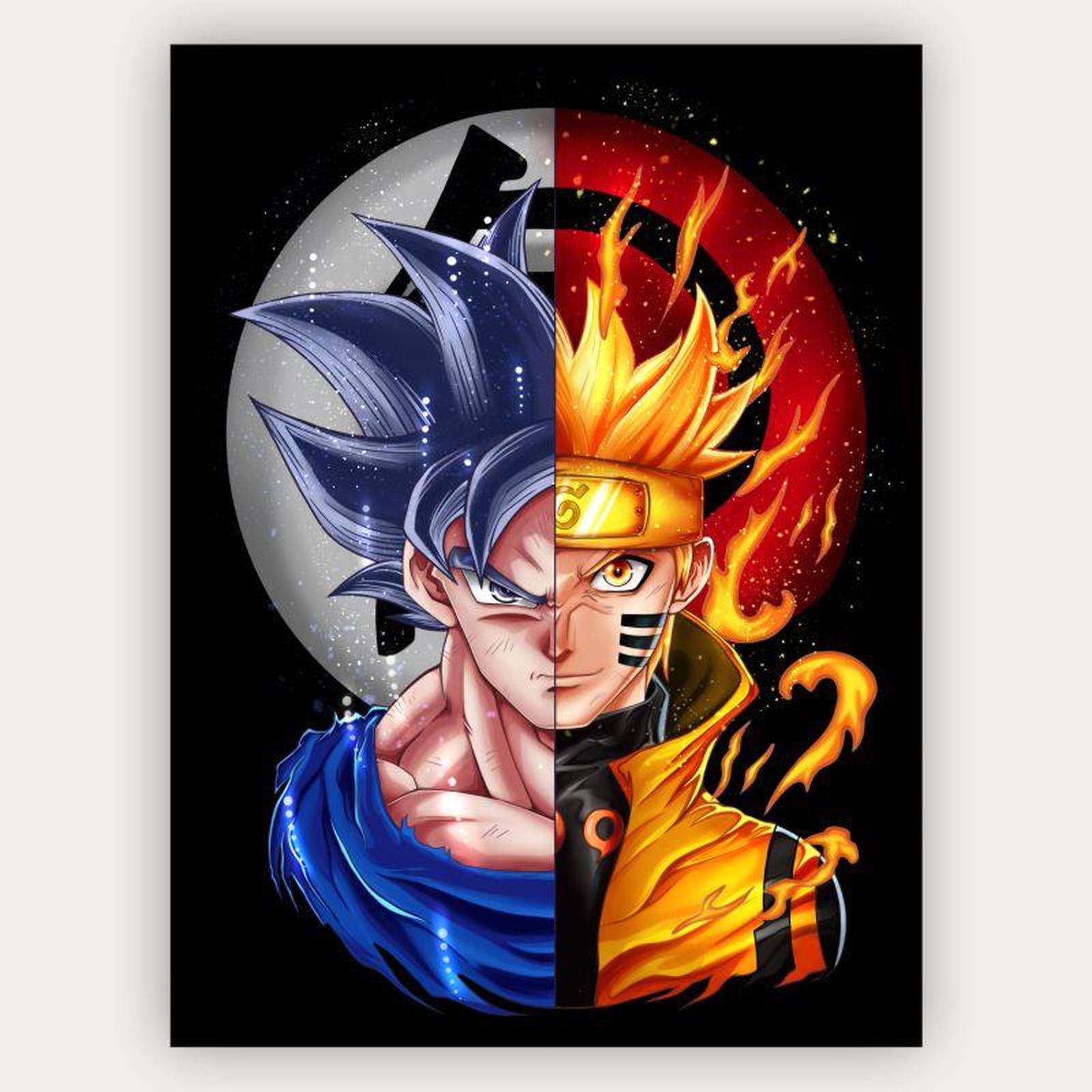 Epic Crossover Anime Heroes Goku Naruto Wall Art